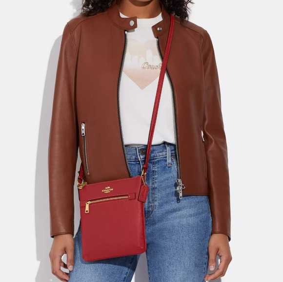 NWT COACH Mini Rowan File Bag Red - Picture 2 of 4